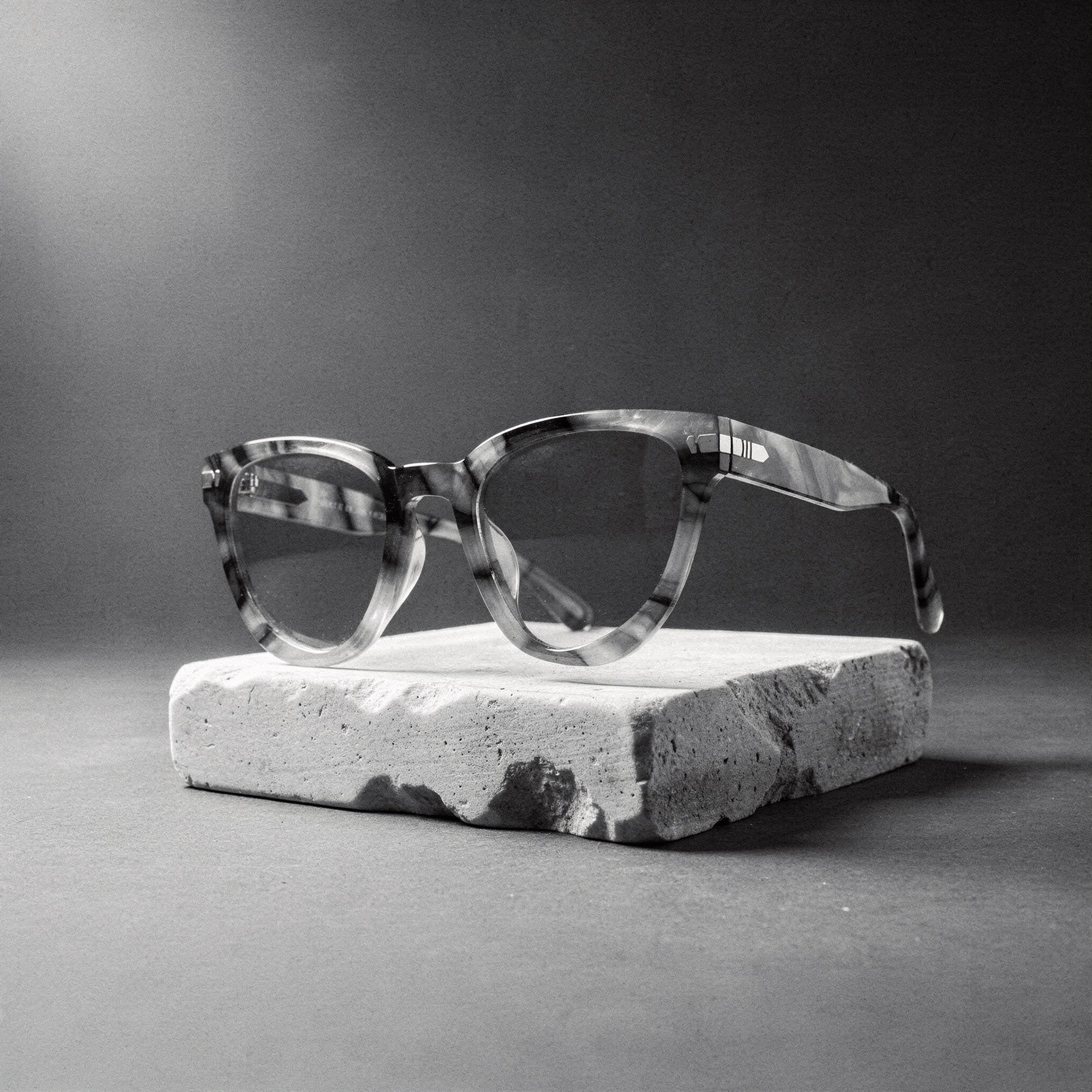 A sculptural acetate spectacle frame